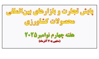 پایش تجارت و بازارهای بین‌المللی محصولات کشاورزی  هفته چهارم نوامبر2025 (منتهی به 7 آذر‌ماه)
