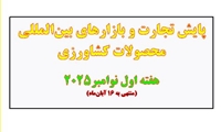 پایش تجارت و بازارهای بین‌المللی محصولات کشاورزی  هفته اول نوامبر2025 (منتهی به 16 آبان‌ماه)