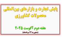 پایش تجارت و بازارهای بین المللی محصولات کشاورزی هفته دوم آگوست ۲۰۲۵(منتهی به ۲۴ مرداد ماه )