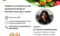 نشست علمی به صورت مجازی تحت عنوان «مطالعه تجربی و کیفی امنیت تغذیه در هندوستان »