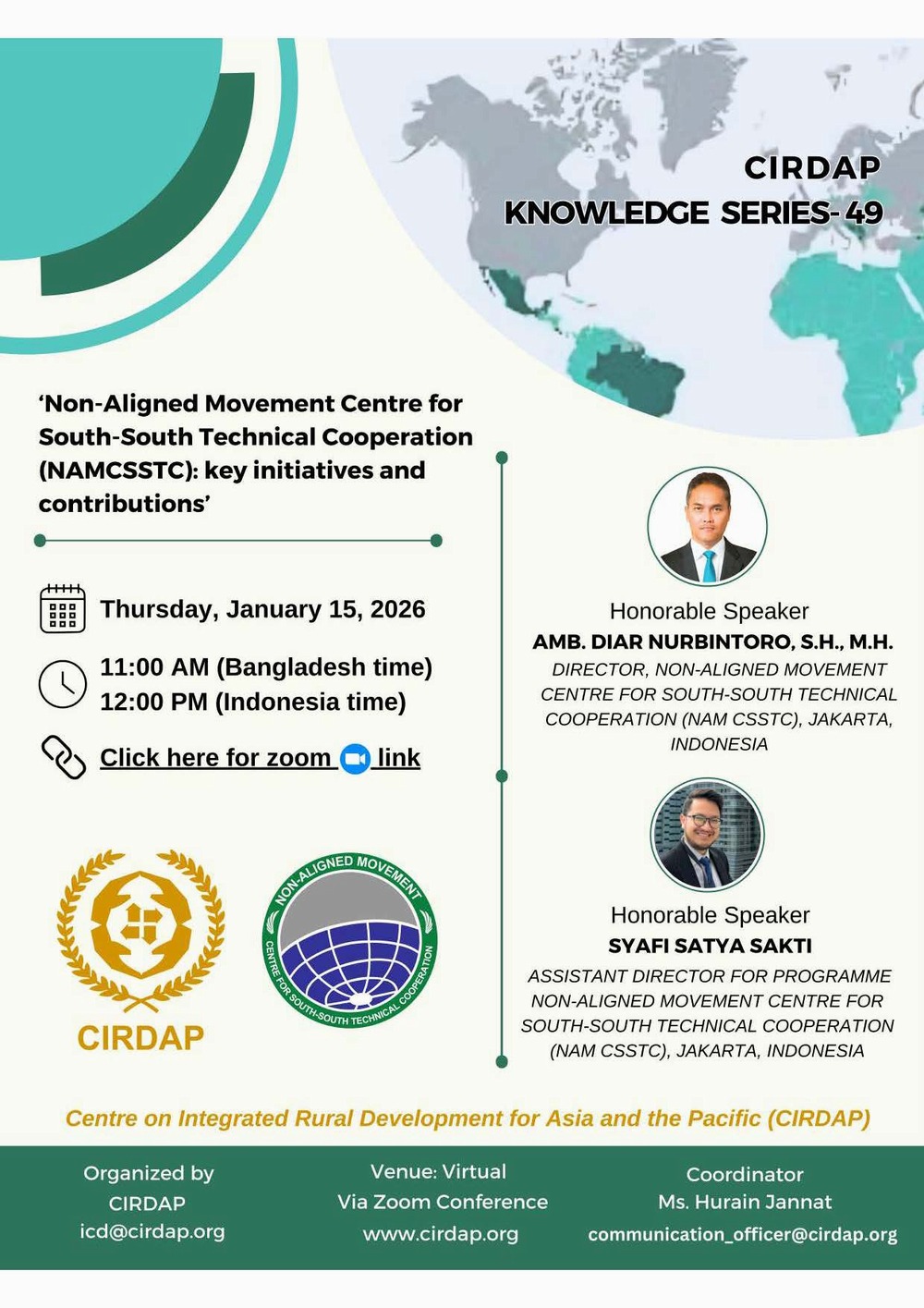 برگزاری وبینار مجازی با موضوع «ابتکارات و مشارکت‌های کلیدی مرکز جنبش عدم تعهد اندونزی (NAMCSSTC) برای همکاری‌های فنی جنوب - جنوب»